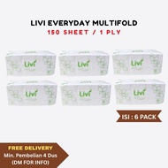 [6 PACK] TISSUE LIVI MULTIFOLD TOWEL TISSUE/ KITCHEN TISSUE/ | 150 HAND TISSUE SHEETS