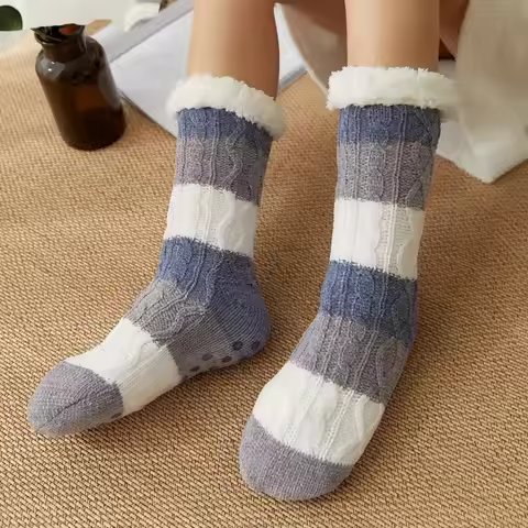 Womens Fuzzy Thermal Sock Plush Grip Hemp Winter Soft Female Home Indoor Warm Bedroom Non slip fluff