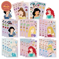 MUYA 8 Sheets/Set Princess Stickers Make a Face Puzzle Stickers Waterproof Stickers DIY Craft for Ki