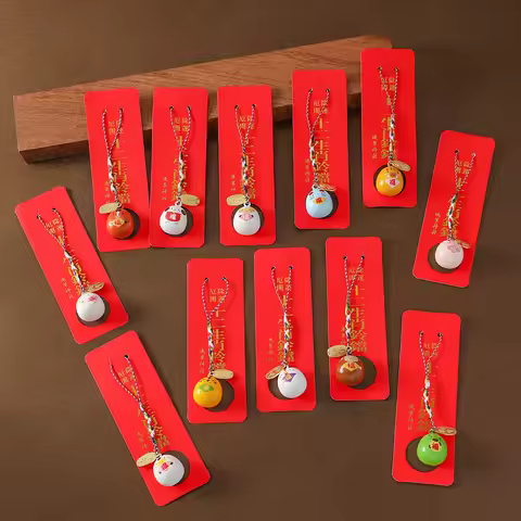 Japanese Asakusa Temple Zodiac Omamori Bell Charm - Mizuoto Wind Chime Pendant for Bag, Phone, Purse