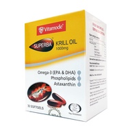 Vitamode Superba Krill Oil 1000mg Omega 3 EPA DHA Phospholipids Astaxanthin 30 Softgels HALAL