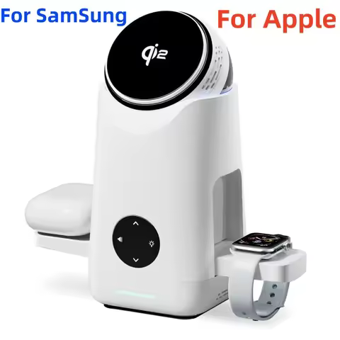 Qi2 Wireless Charger 3 In 1 Magnetic Gesture Control Rotate Fast Charging Station For iPhone AirPods