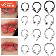 1 PC 16G 8/10/12mm Cone Septum Piercing Stainless Steel Horseshoe Nose Piercing Spike Devil Labret L