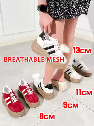 8-13cm Women Increasing Shoes 9cm Chunky Platform Sneakers Breathable Mesh Sports Shoes Female Genui