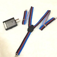 Black, red, blue rege suspenders