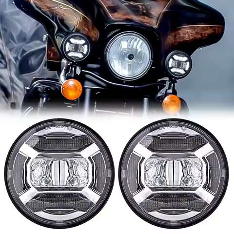 2PCS 4 1/2 inch 4.5" Motorcycle LED Fog Passing 4 1/2 inch Auxiliary Light for Harley Davidson Class
