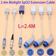 2.4m SpO2 sensor adapter/extensoin cable for Biolight patient monitor,Apply to BLT M6/M12/M69/M66/M8