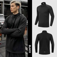 Unisex Quick-Dry Training T-Shirt Half-Zip Long Sleeve Workout Set Cycling Running Breathable Top Bl