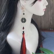 Original Ancient Style Mountain Ghost Spend Money Copper Coin Ear Hook Earrings Men Women Chinese El