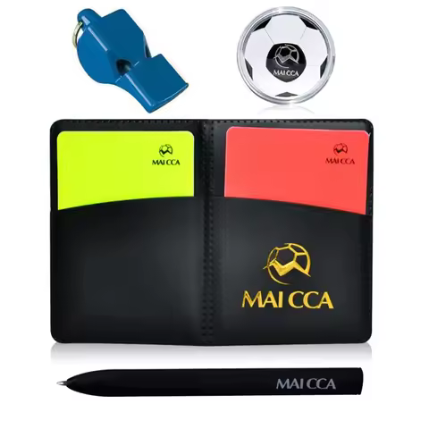 Referee Whistle Soccer Football Red Yellow Cards with Pen Professional Referee Notebook Warning Card