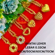 LV EMAS KOREA HIGH QUALITY SADUR 24K 916 SET NECKLACE/RANTAI LEHER SUNFLOWER 0.33CM 45/50/60/70CM + 