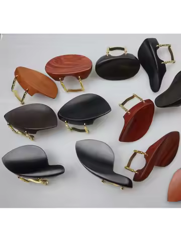 1/4 to 4/4 Violin Chinrest With Metal Clamp Screw Bracket Cork, 1/2 Ebony Jujube Wood,Violin Chin Re