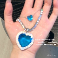 Brilliant Oil Painting Aquamarine Necklace Heavy Plated18K Platinum Malachite Green5ct Heart-shaped 