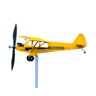 Thyggzjbs Piper J3 Cub Airplane Weathervane3D Unique and Magical Metal Windmill Outdoor Wind Sculptu