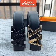 New Men's Belt with Letter AX Buckle, 3.8cm Width, Stylish Lychee Pattern, Plain Weave Design, Simpl