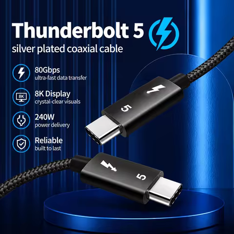 UGOjP 120Gbps Type C Cable Thunderbolt 5 Data Cable Full-function USB C 240W Fast Charging Cord Comp