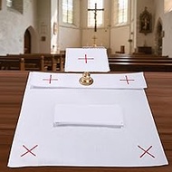 4 Pcs Altar Supplies Linen Corporal for Churches Set(Pall,Corporal,Purificator,Towel),White Linen Al