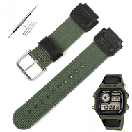Substitute Casio Small Square AE-1200/1300/F91W/F84 Raised Mouth Waterproof Canvas Nylon Watchband