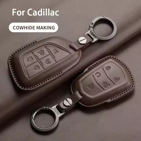 Leather Car Key Case Cover For Cadillac CT4 CT5 ATS CT6 CTS DTS XT5 Escalade ESV SRX STS XTS XT4 28T
