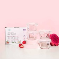 Little Dimple Mini Food Container Round 820/ LittleDimple Baby Glass Food Container 4pcs Max 130ml /