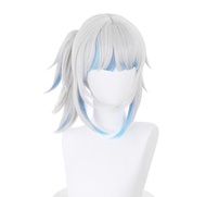 Gawr Gura Cosplay Wig silver white Highlight blue 35cm
