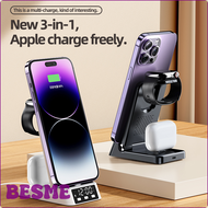 BESME ที่ชาร์จแบบไร้สาย4 In 1พับได้,สำหรับ iPhone 14 13 12 11 Samsung Galaxy Apple Watch 8/7/6นาฬิกา