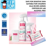 Berry C Alcohol Free Sanitizer Spray 40ml/300ml/500ml & Antibacterial Wipes 30's (kills 99.99% coron