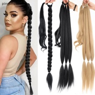 pingchuan888 30 Inch Long Braids Ponytail With Rubber Synthetic DIY Blonde Braids ck Brown Pony Tail