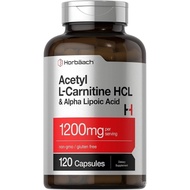 Horbäach Acetyl L Carnitine HCL & Alpha Lipoic Acid 1200mg | 120 Capsules | ALC ALA Complex | Non-GM
