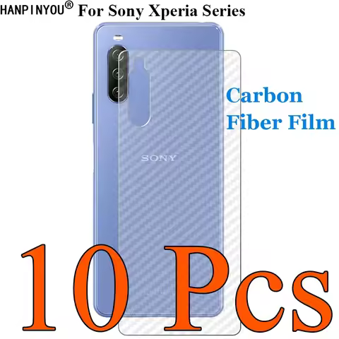 10 Pcs/Lot For Sony Xperia 1 5 8 10 V 3D Transparent Carbon Fiber Back Film Skin Screen Protector St