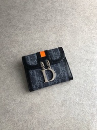 【日本直送 名牌中古包】Christian Dior   Trotter 帆布 雙摺錢包 寶藍色 D Logo mpv8rz