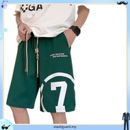 【Plus Size M-8XL Shorts】Korean Trendy Letter Number 7 Print Shorts Couple Unisex Strap Drawstring Ca