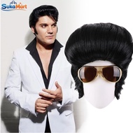 Elvis Cosplay Black Wig Complete With Glasses For Halloween Costume Party And Event Elvis Costume