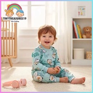 Tinytreasures19 Nb-5yrs old Longsleeve Pajama Pure Cotton Set for Girl Boy Kids OOTD Sleepwear Gift