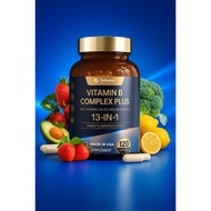 🔥[Buy 2 Free 2] Vitamin B Complex Plus 13-in-1 | Tenaga & Saraf | Dengan Vitamin C D3 K2 | 120 Capsu