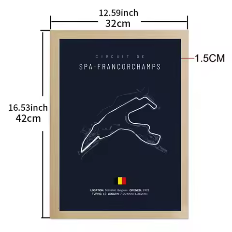 30x40cm Black and White Color Frame Plus F1 Track Track Map Canvas Painting Formula One Can Be Hung 