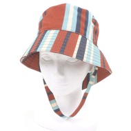 成色極佳 □ PRADA 2HC282 100% 純棉三角袋條紋斜紋布漁夫帽ブラウンL 碼 附防塵袋 義大利製 正品 男士