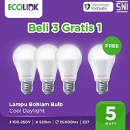 CAHAYA Ecolink Led Package (Buy 3 Get 1 Free) 5W 7W 9W 11W Bulb - Ecolink White Light Led Lamp E27 L