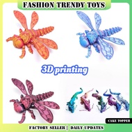 3D Printed Dragonfly Movable Joint & Wing Model, Multi Color Articulated Decor Ornament Stress Relie