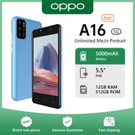 【OPPO A16】Original cell phone 5000mAh Long-lasting Battery 12+512GB Cellphone Dual SIM 13MP Phone Cheap AI Triple Rear Camera Fingerprint Sensor &amp; AI Face Unlock Smartphone Dual Kamera Face Unlock Smartphone HD Camera murang phone