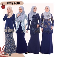 🔥HOT SELLING Koleksi Baju Kurung Lace / Plain / Printed - Warna Navy Blue/ Biru Laut