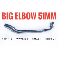 Stainless Big Elbow Exhaust Pipes 51mm for Smash 115 and Shogun / SYM / EURO / WAVE 100 / XRM 110 (B
