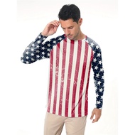 2025 Lelaki Corak Bendera Kebangsaan 3d Bercetak T-shirt Lengan Panjang Luaran Ringan Bernafas T-shi