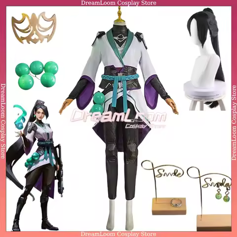 Game Valorant Sage Cosplay Costume Wig Carnival Outfit Adult Women Fancy Party Suit