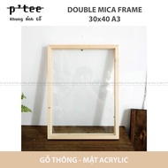 Wooden Photo Frame 30x40 A3 2 Sides Mica - Wall-mounted acrylic double-sided pine Wood picture Frame