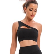 【LuckyBlueBird】Sports Bra Sexy Cutout One Shoulder Running Fitness Sports Yoga Wear Yoga Bra B28