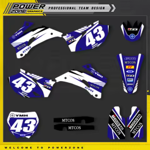 PowerZone Custom Team Graphics Backgrounds Decals Stickers Kit For YAMAHA YZF250 450 2006 2007 2008