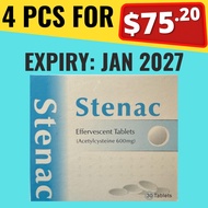 Stenac 600mg Effervescent Tablets 30'S Fluimucil 600 For Reduce Phlegm