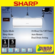 Sharp 1.0HP Self Clean R32 Non-Inverter Air Conditioner AHA9WCD2 / AUA9WCD2 | Dual Drain Setting | Sleep Mode | Hawa Dingin Sharp Aircond 1HP replace AHA9XCD AHA9UCD