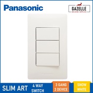 Panasonic Slim Art 4 Way Switch - 3 Gang 3 Device (Snow White / Metallic Gray / Metallic Black)